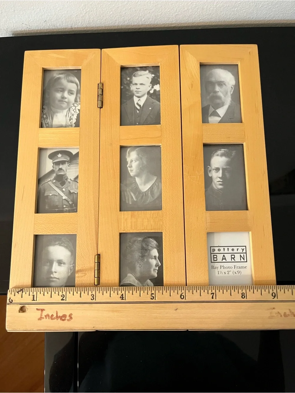 Pottery Barn Bay Wooden Tri-Fold Multi-Photo Frame - Light Honey Wood Thailand